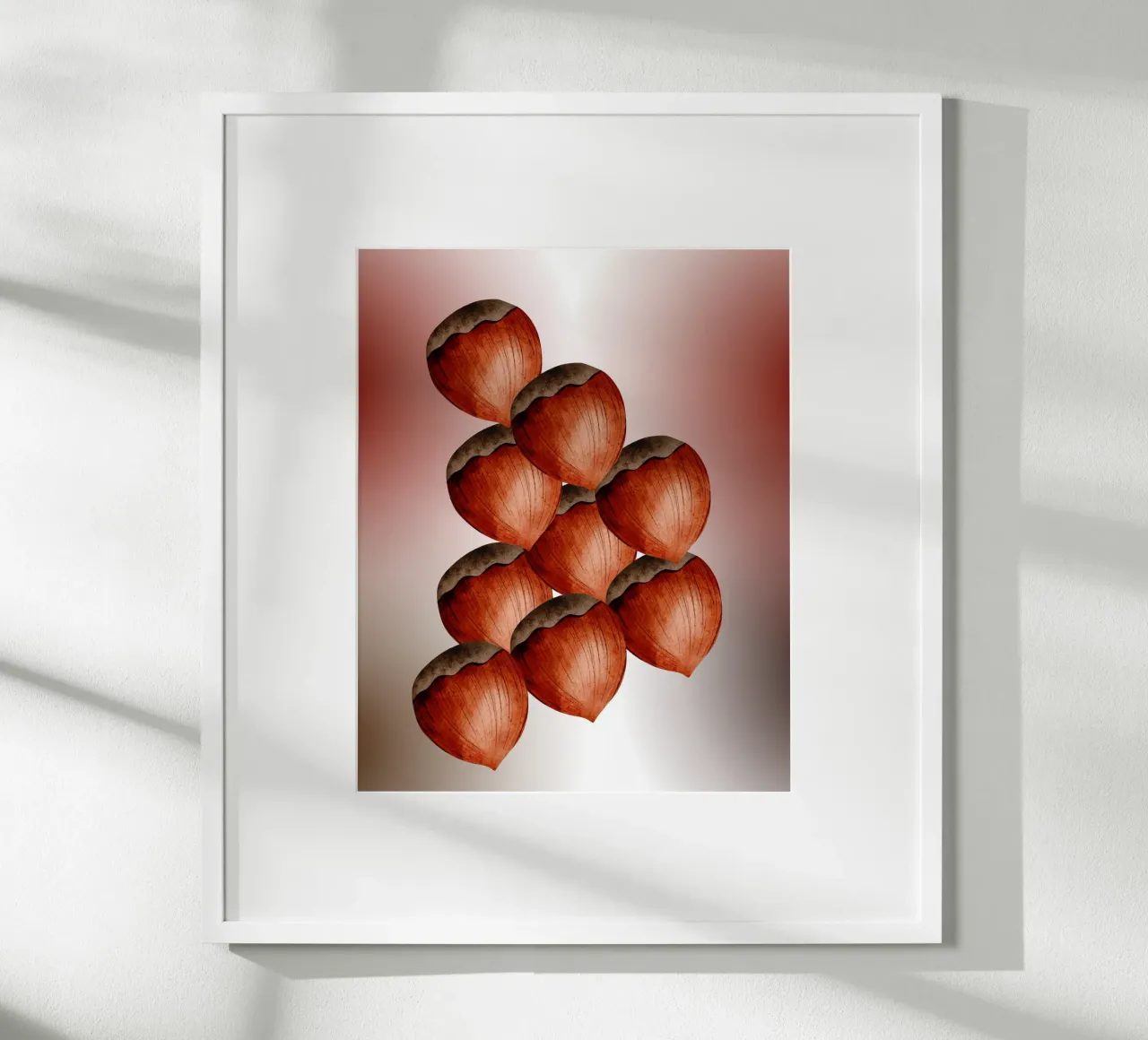 Arte della nocciola - Murale naturale in 3D in stile minimalista poster con telaio in alluminio da StrindesignStudio