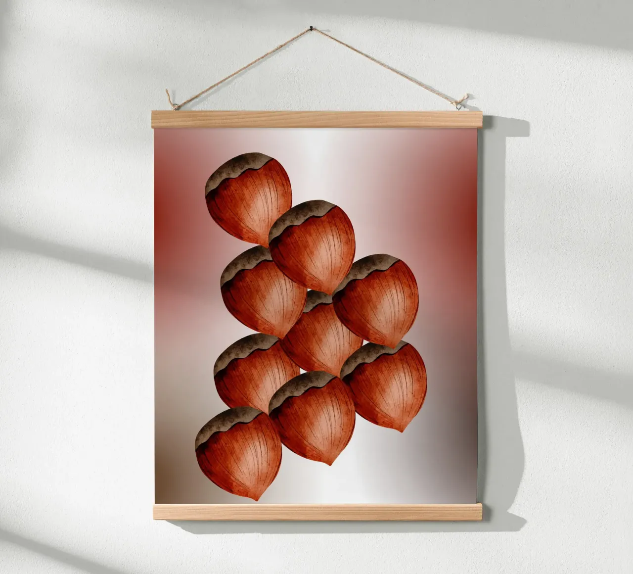 Arte della nocciola - Murale naturale in 3D in stile minimalista poster con telaio in alluminio da StrindesignStudio