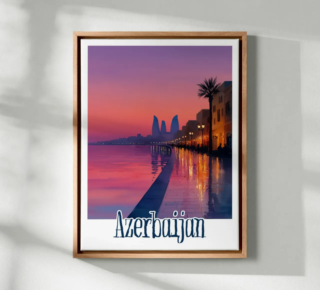 Poster dell'Azerbaigian tela con Cornice a cassetta da Frame the World