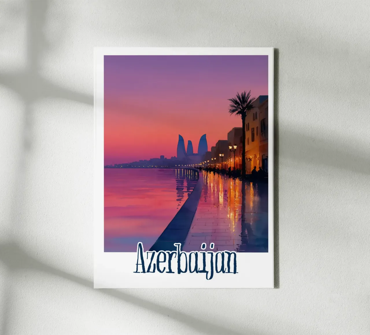 Poster dell'Azerbaigian tela con Cornice a cassetta da Frame the World