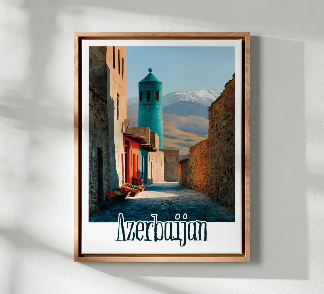 Poster dell'Azerbaigian tela con Cornice a cassetta da Frame the World