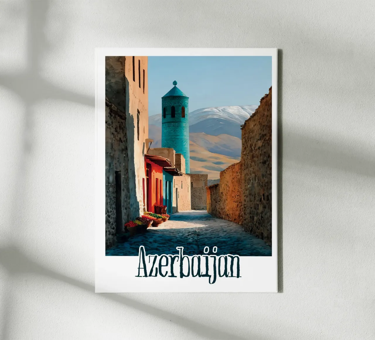 Poster dell'Azerbaigian tela con Cornice a cassetta da Frame the World