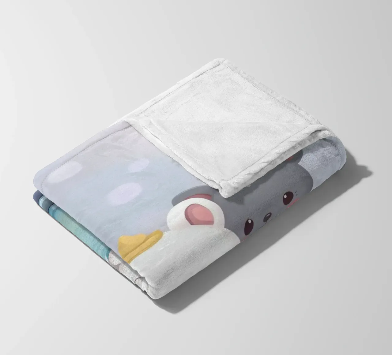 Cute cartoon animals resting in a tea cup fleece blanket by DesignDoodle