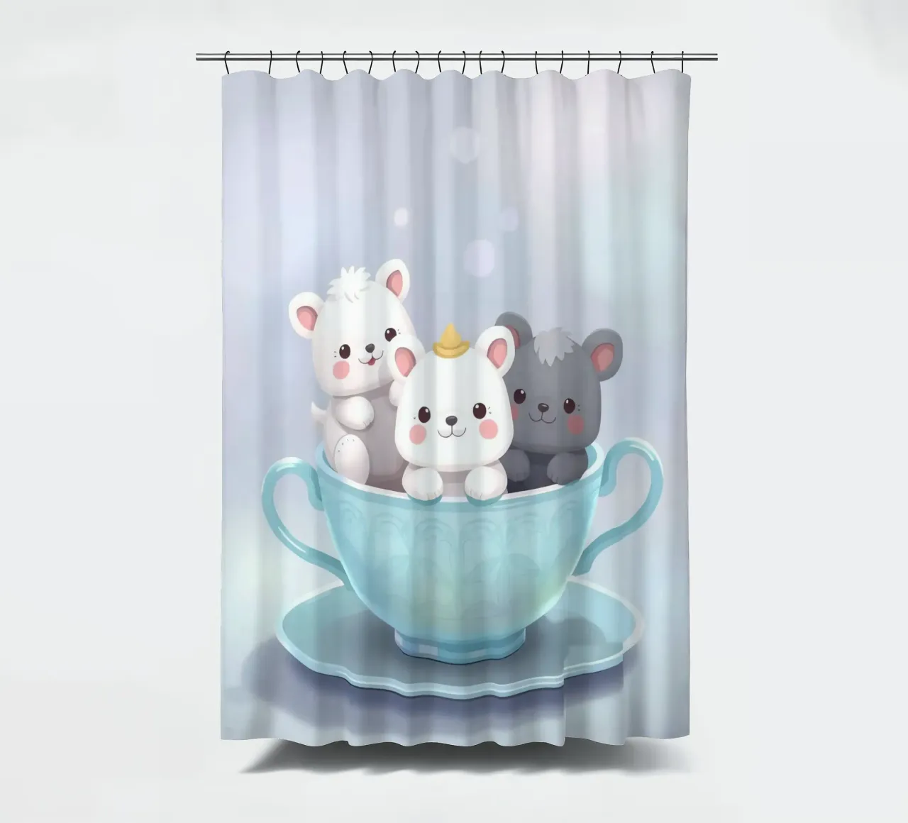 Simpatici animali dei cartoni animati che riposano in una tazza da tè tenda da doccia da DesignDoodle