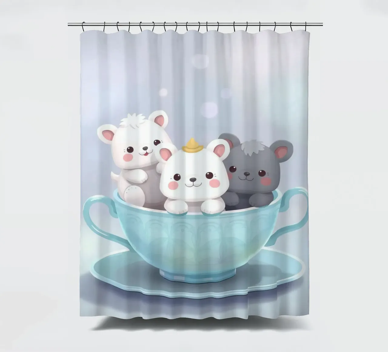 Simpatici animali dei cartoni animati che riposano in una tazza da tè tenda da doccia da DesignDoodle