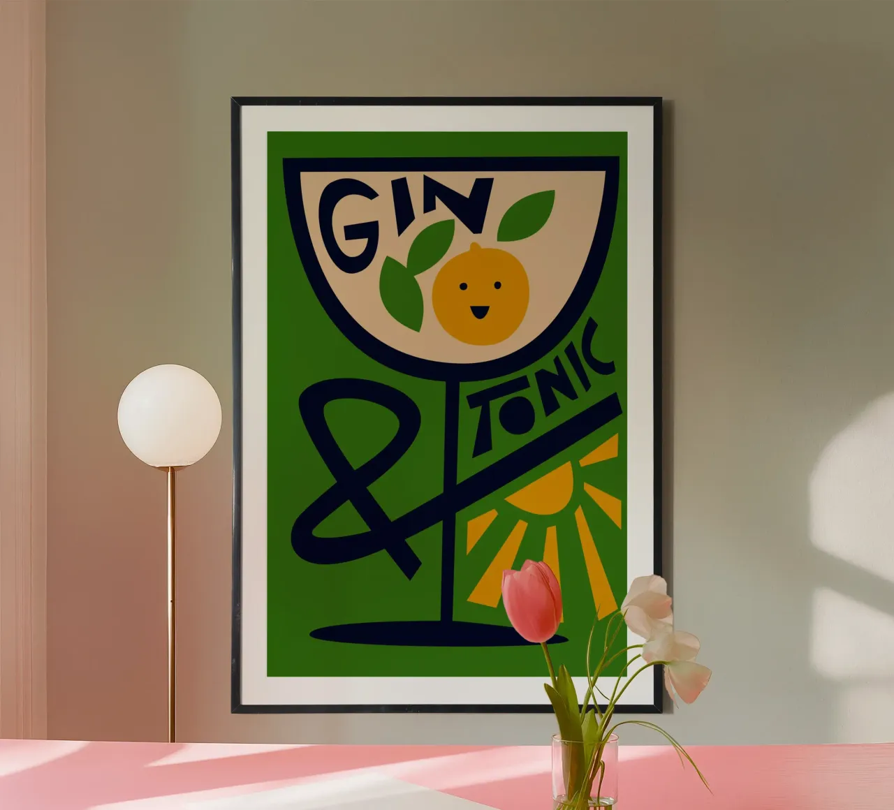 Cocktail di Gin e Tonic poster con telaio in alluminio da Fox & Velvet