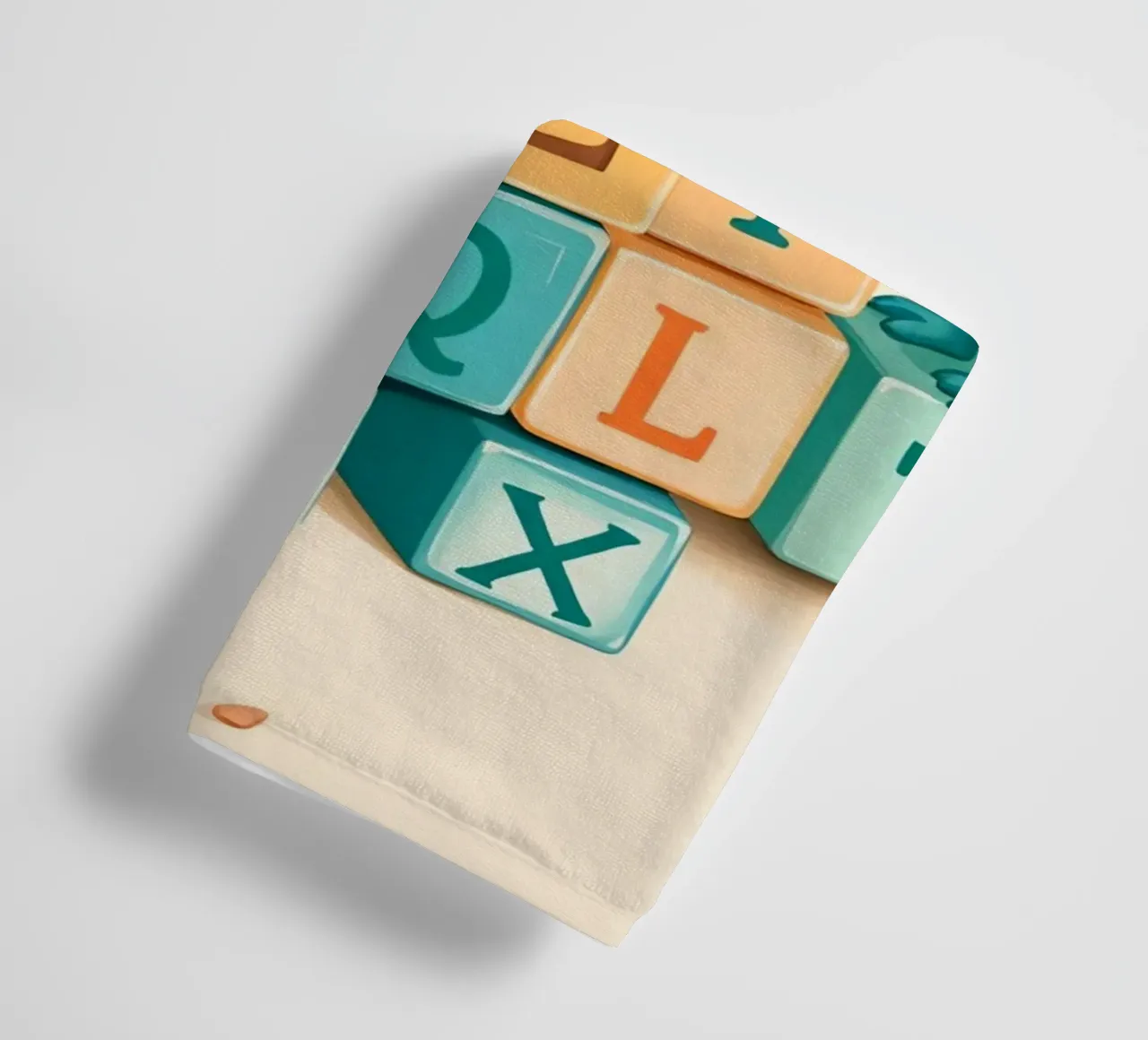 Cute cartoon dinosaurs playing with colorful building blocks towel by DesignDoodle