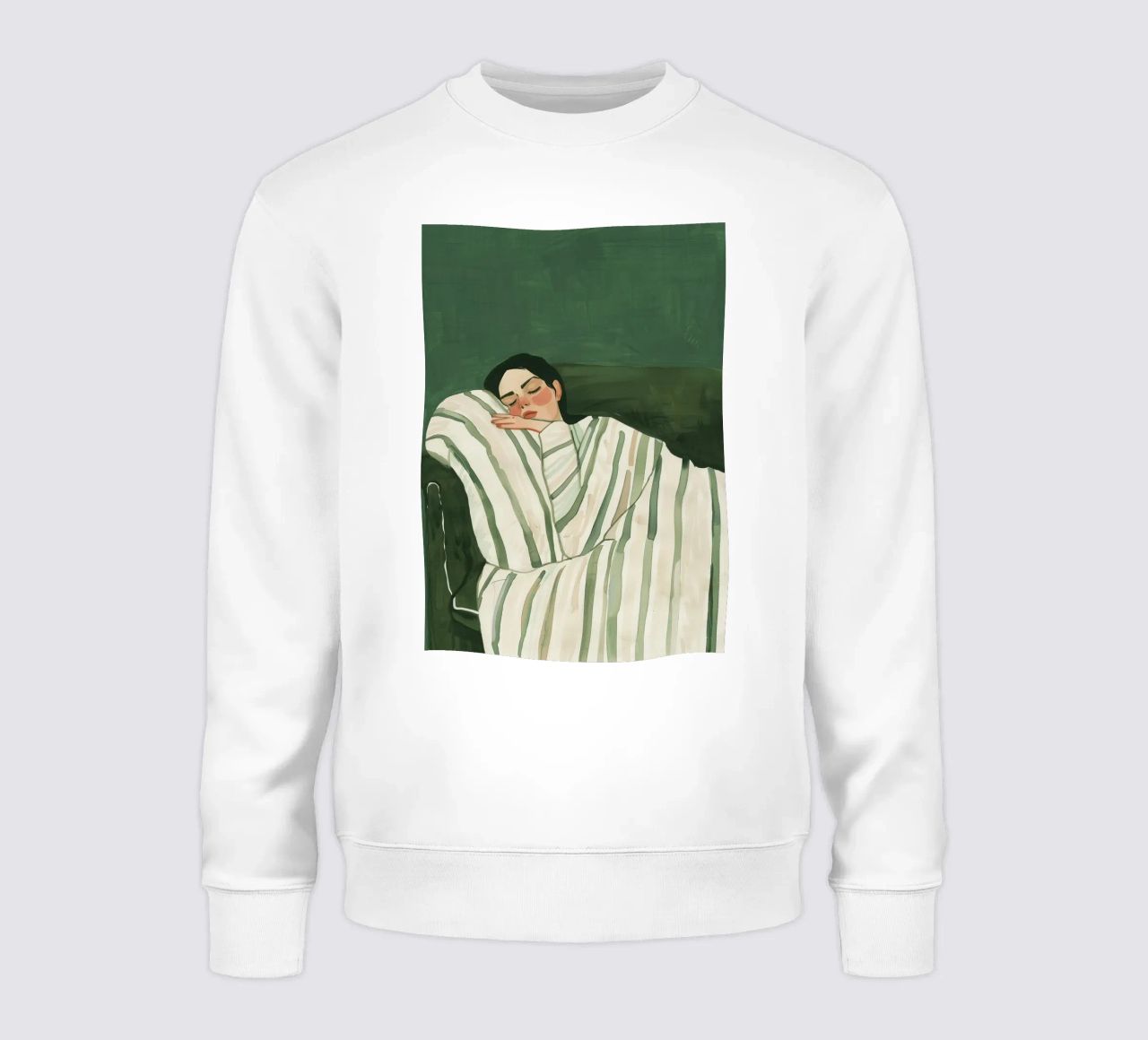 Smaragdgrüne abstrakte Frau Wandkunst, schlafende Frau drucken Sweatshirt von Boheme