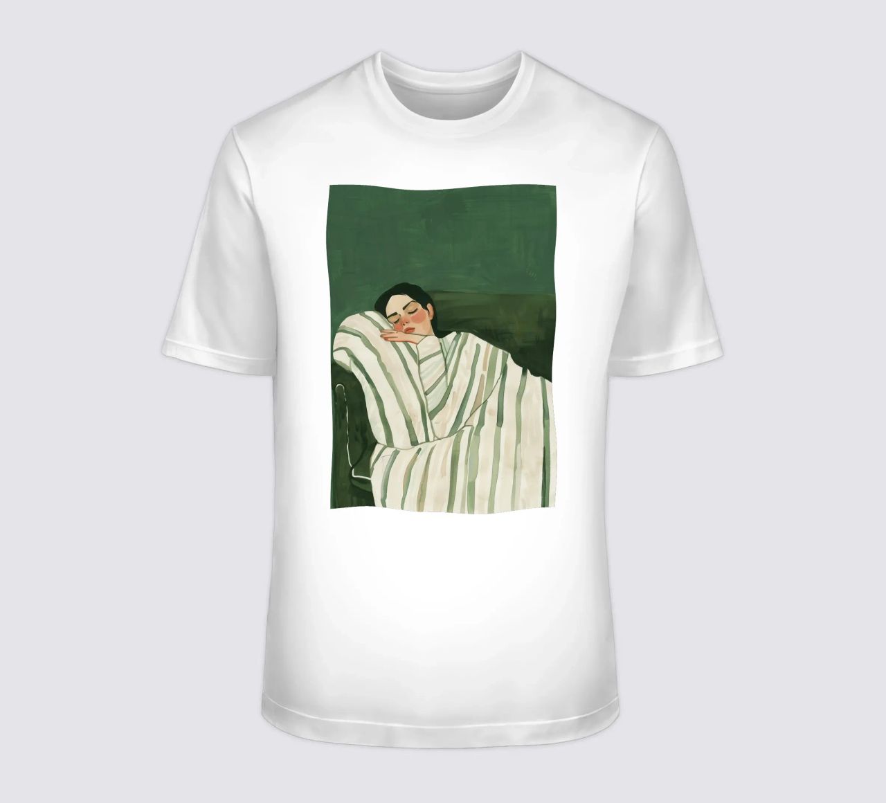 Smaragdgrüne abstrakte Frau Wandkunst, schlafende Frau drucken T-Shirt von Boheme