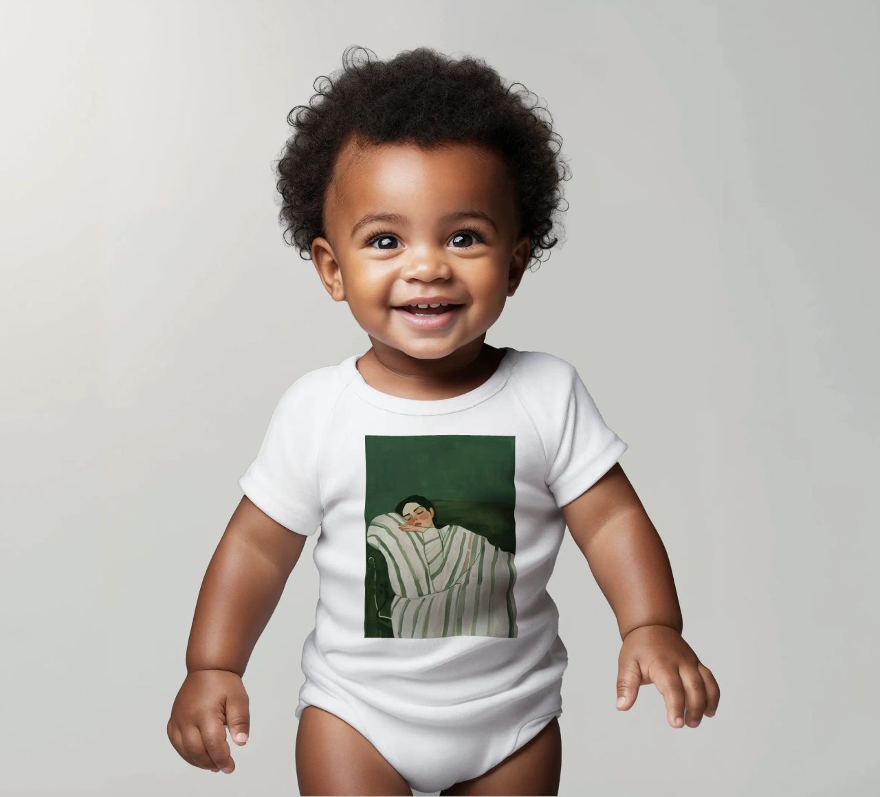 Smaragdgrüne abstrakte Frau Wandkunst, schlafende Frau drucken Kurzarm Babybody von Boheme