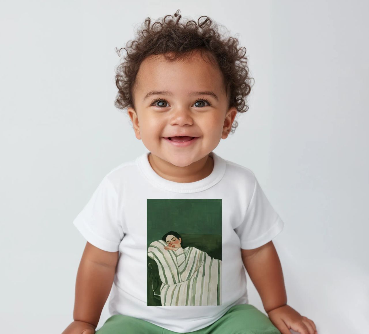 Smaragdgrüne abstrakte Frau Wandkunst, schlafende Frau drucken Baby T-Shirt von Boheme