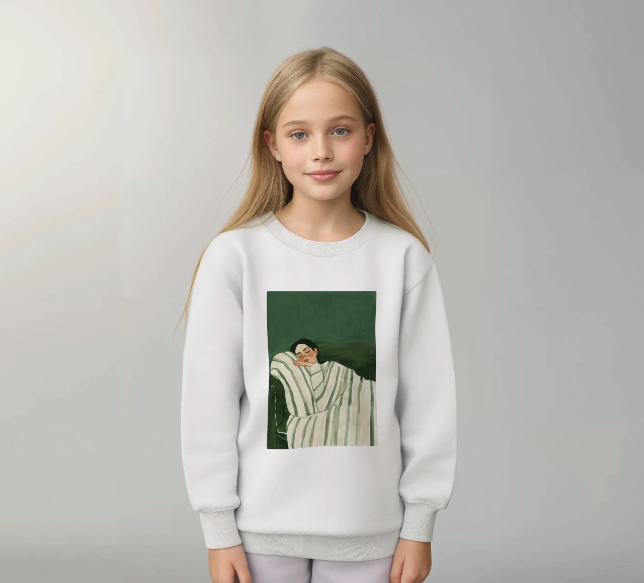 Smaragdgrüne abstrakte Frau Wandkunst, schlafende Frau drucken Kinder Sweatshirt von Boheme