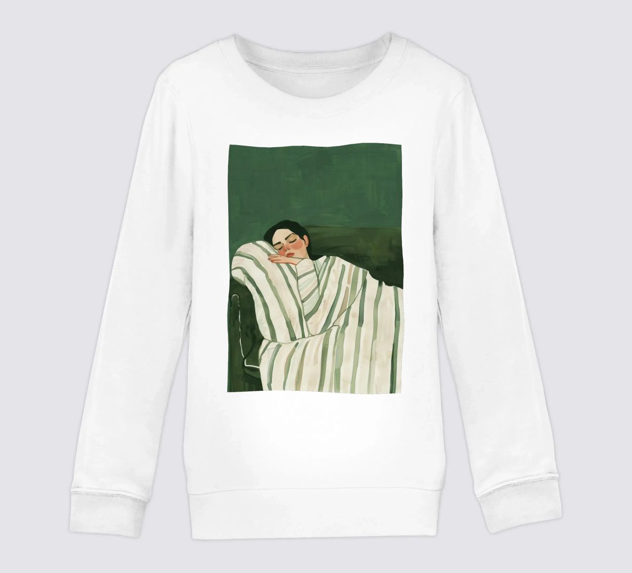 Smaragdgrüne abstrakte Frau Wandkunst, schlafende Frau drucken Kinder Sweatshirt von Boheme