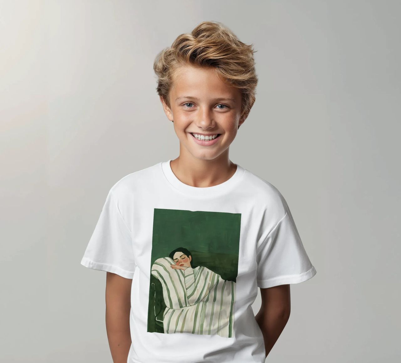 Smaragdgrüne abstrakte Frau Wandkunst, schlafende Frau drucken Kinder T-Shirt von Boheme