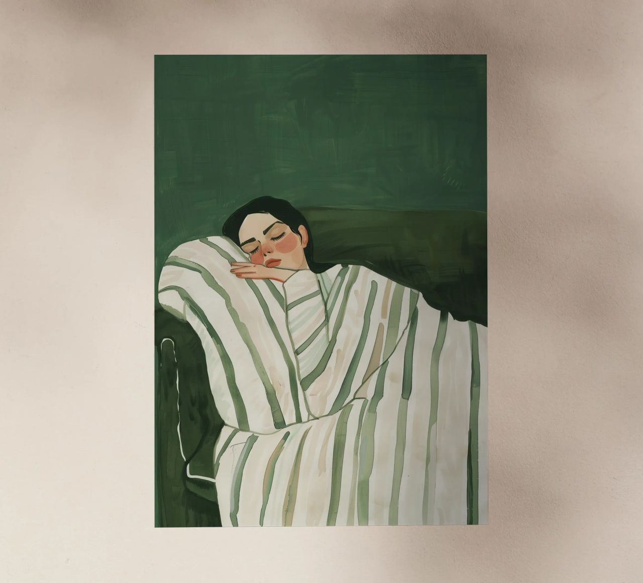 Smaragdgrüne abstrakte Frau Wandkunst, schlafende Frau drucken Backlit Folie von Boheme