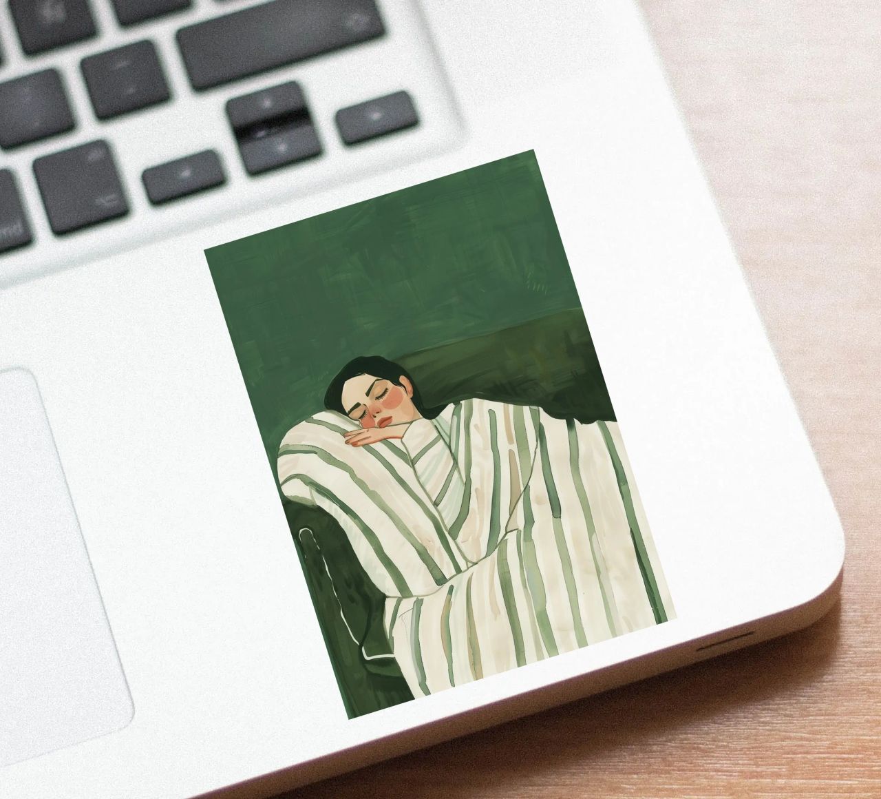 Smaragdgrüne abstrakte Frau Wandkunst, schlafende Frau drucken Sticker von Boheme