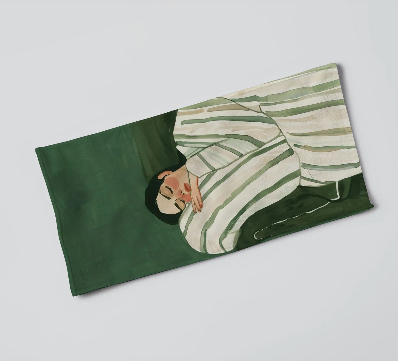 Smaragdgrüne abstrakte Frau Wandkunst, schlafende Frau drucken Handtuch von Boheme