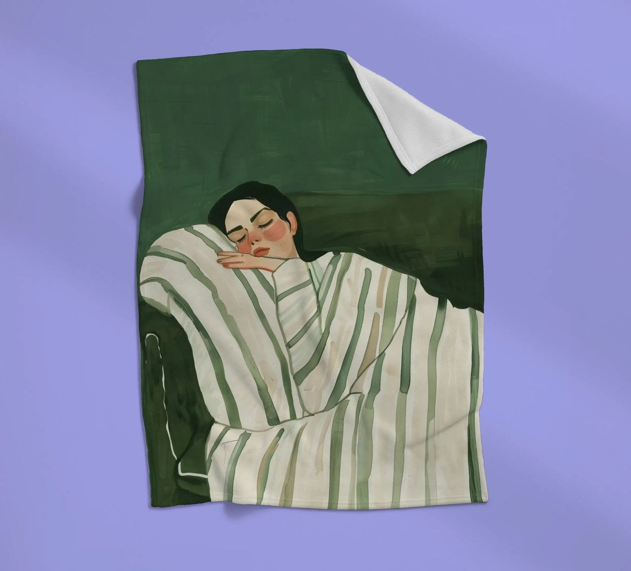 Smaragdgrüne abstrakte Frau Wandkunst, schlafende Frau drucken Fleecedecke von Boheme