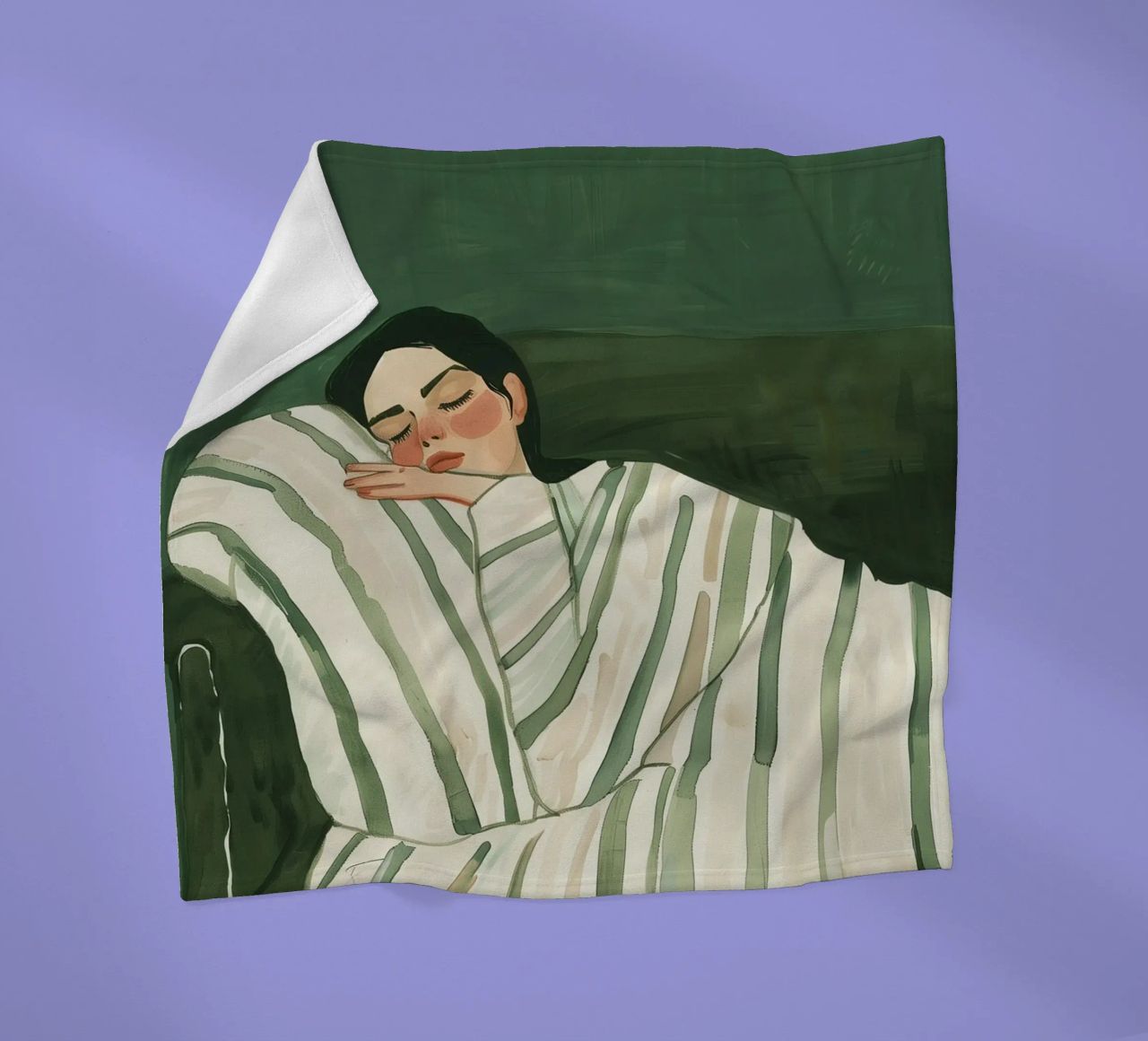 Smaragdgrüne abstrakte Frau Wandkunst, schlafende Frau drucken Fleecedecke von Boheme