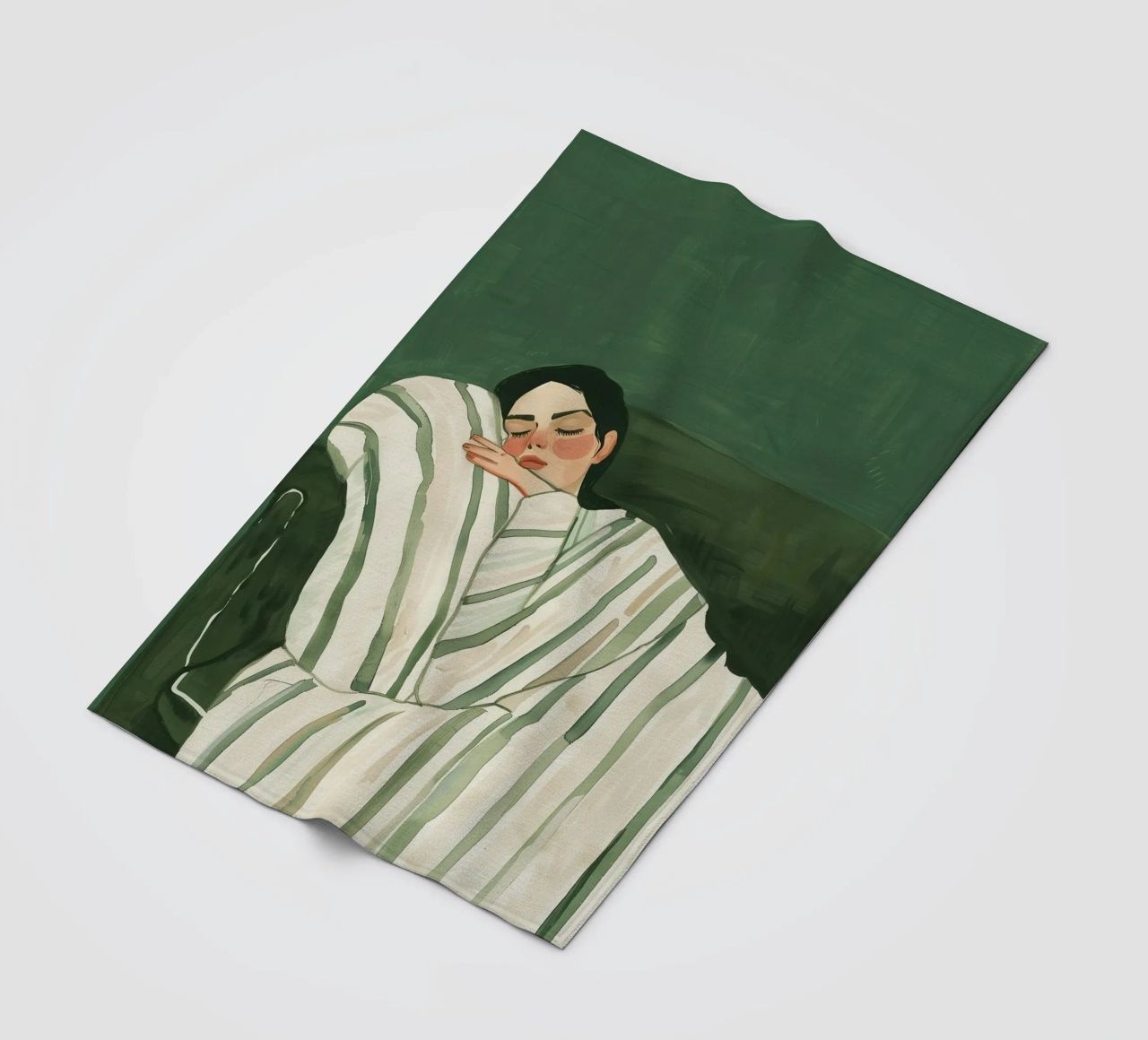 Smaragdgrüne abstrakte Frau Wandkunst, schlafende Frau drucken Fleecedecke von Boheme