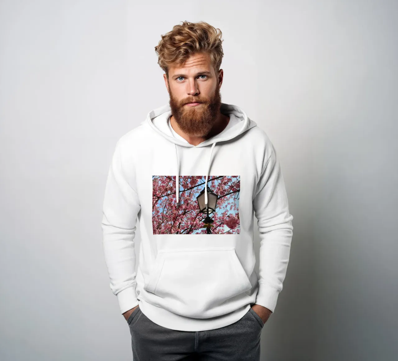 lampione con fiori di ciliegio felpa con cappuccio da Earthly Visions