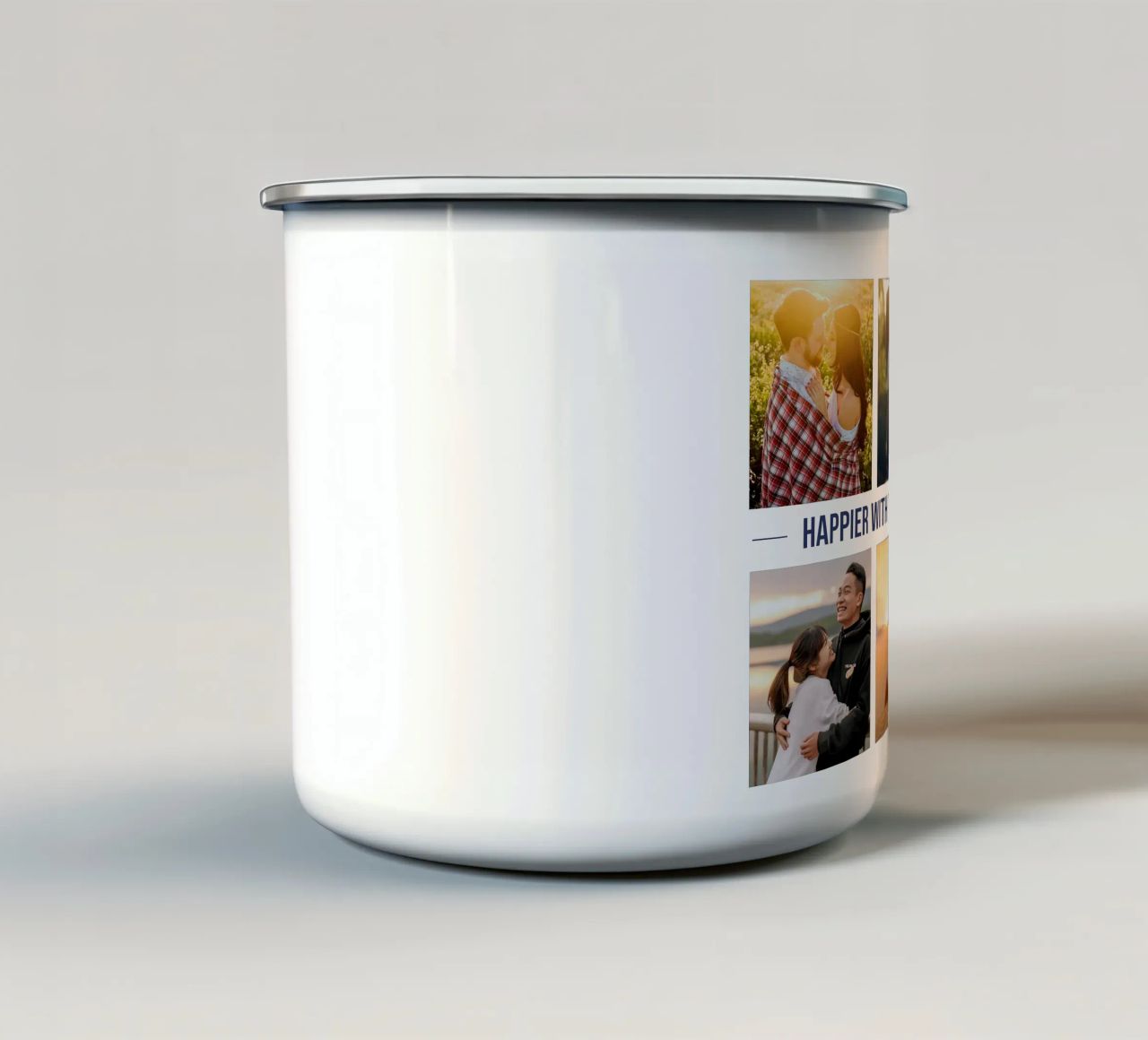 happier with you Emaille Tasse von be.