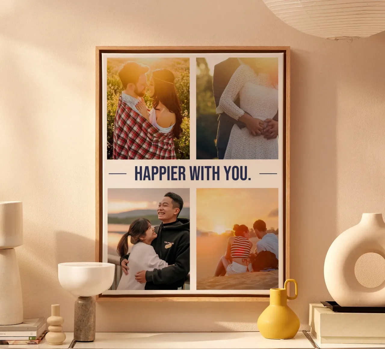 happier with you tela con Cornice a cassetta da be.