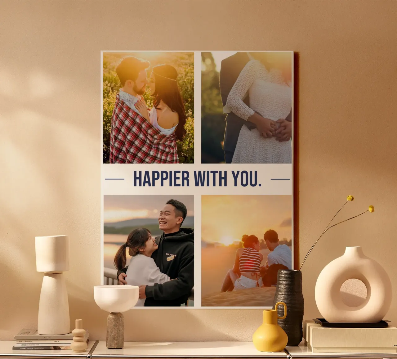 happier with you tela con Cornice a cassetta da be.