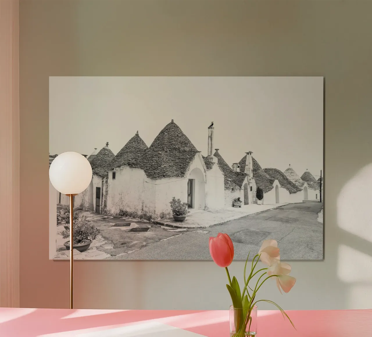 Trulli street in Alberobello poster con telaio in alluminio da photolovers