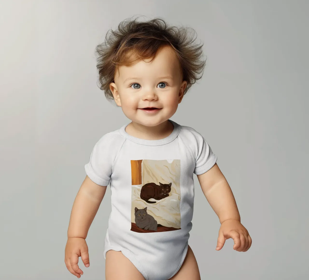 Coccole mattutine feline body neonato maniche corte da Stone Patina