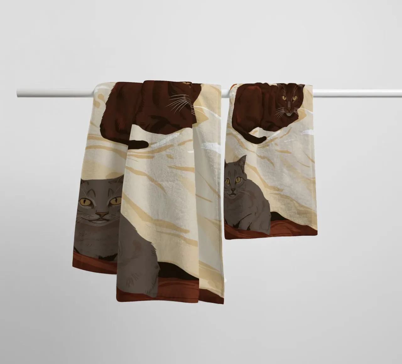 Coccole mattutine feline asciugamano da bagno da Stone Patina