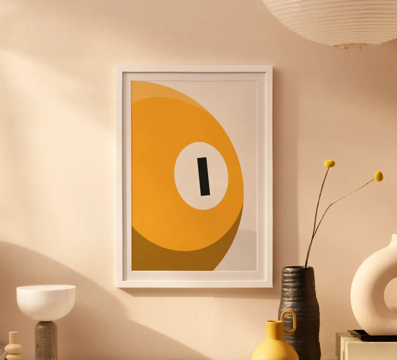 Palla da biliardo - Giallo poster con telaio in plastica da athlete.art