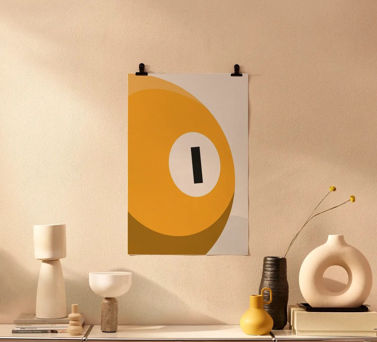 Palla da biliardo - Giallo poster con telaio in plastica da athlete.art