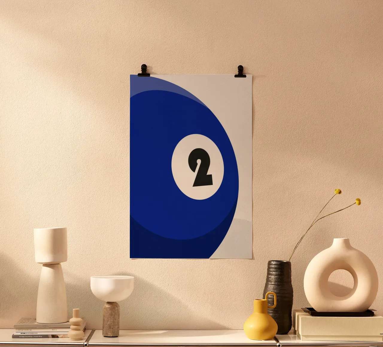 Palla da biliardo - Blu poster con telaio in plastica da athlete.art