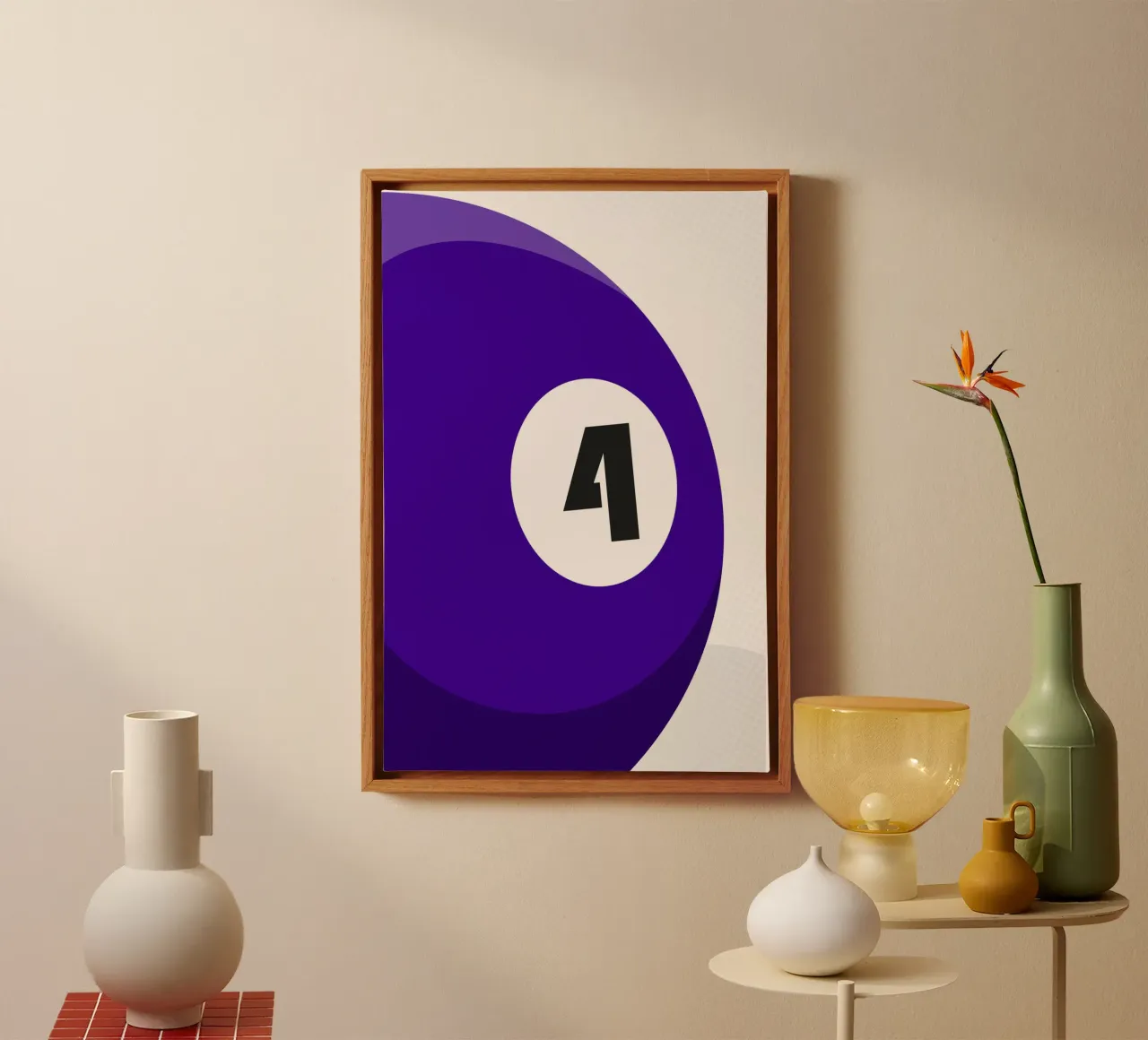 Palla da biliardo - Viola tela con Cornice a cassetta da athlete.art