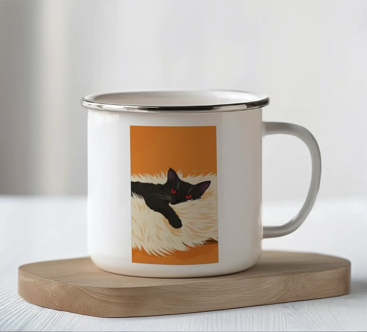 Vuoto di gatto tazza in smalto da Stone Patina