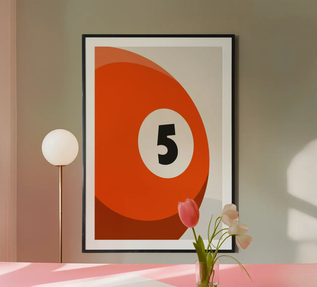 Palla da biliardo - Arancione poster con telaio in plastica da athlete.art