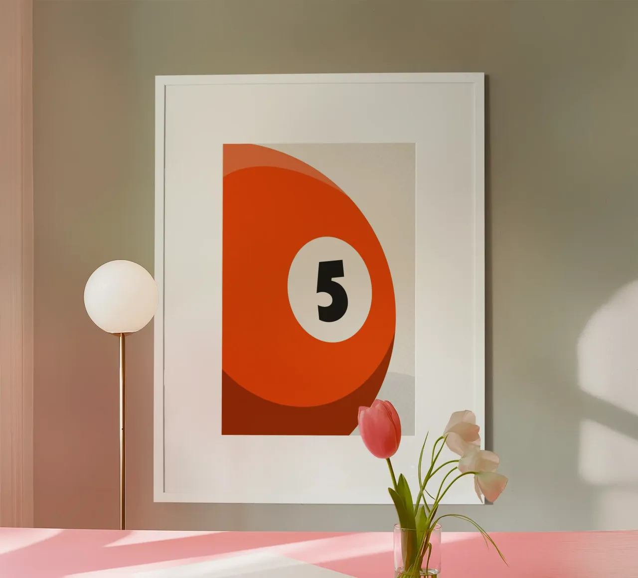 Palla da biliardo - Arancione poster con telaio in plastica da athlete.art