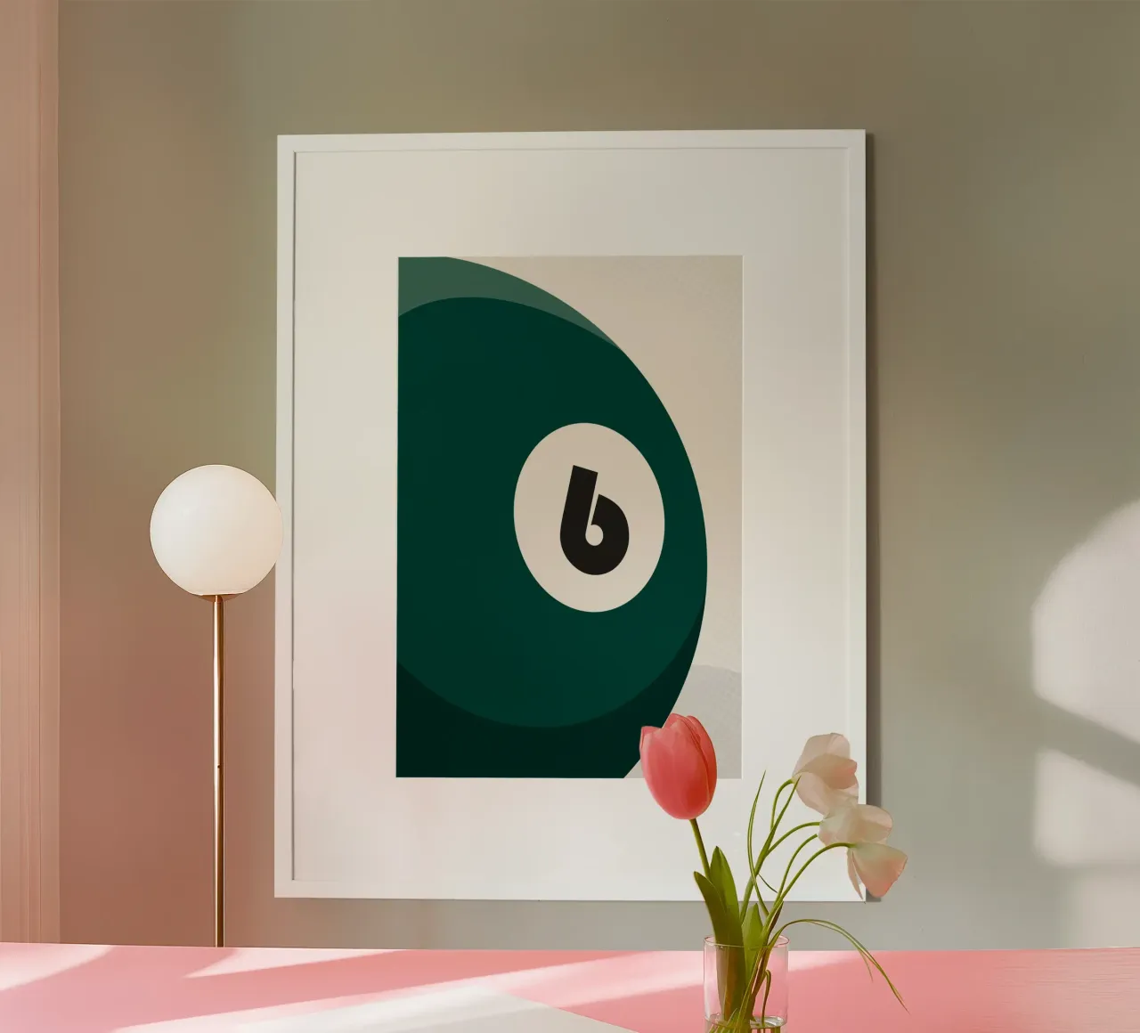 Palla da biliardo - Verde poster con telaio in plastica da athlete.art