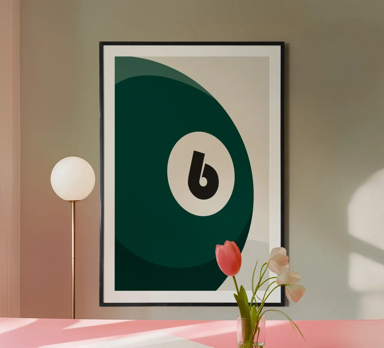 Palla da biliardo - Verde poster con telaio in plastica da athlete.art