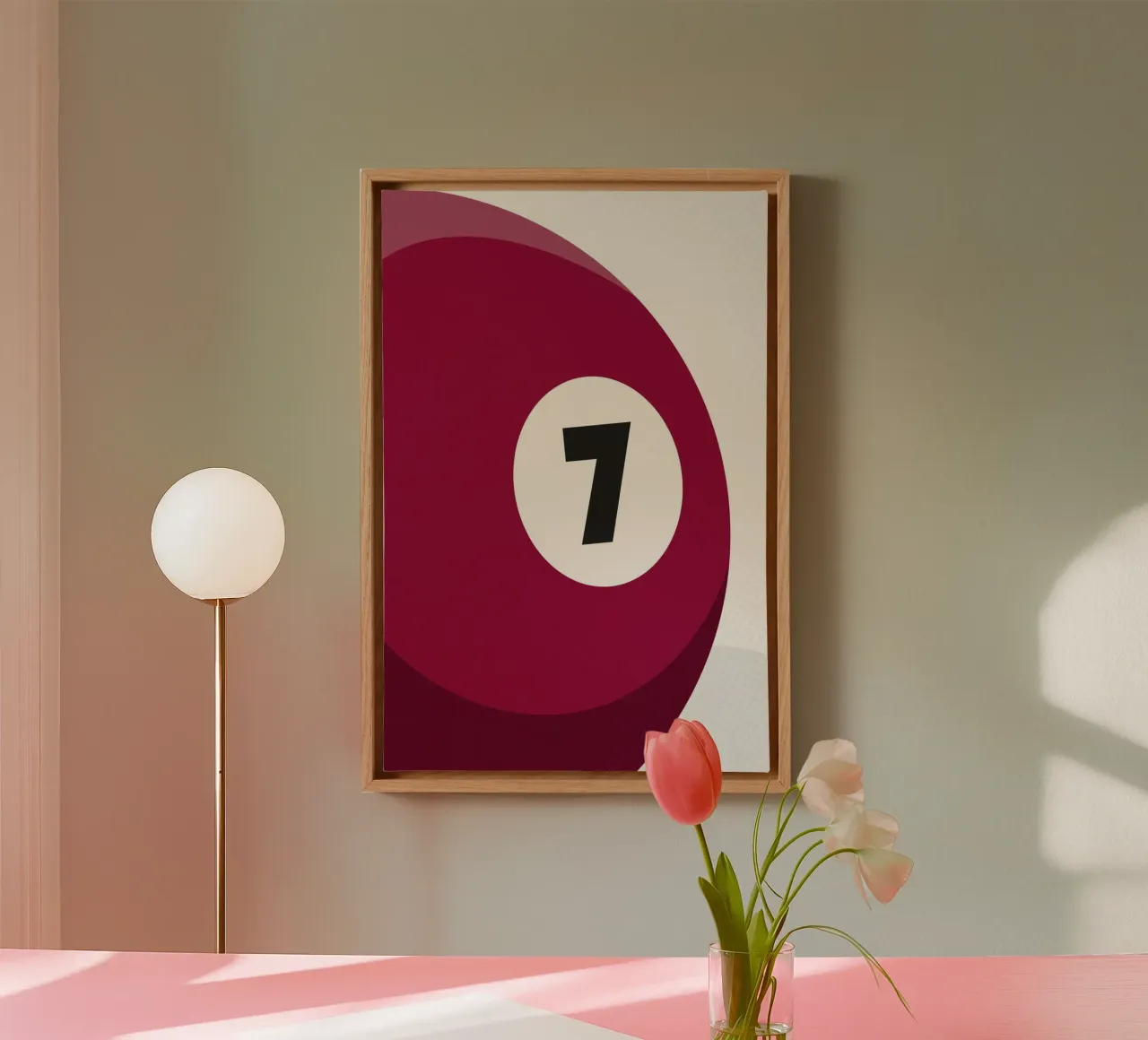 Biljartbal - Donkerrood canvas met Baklijst van athlete.art