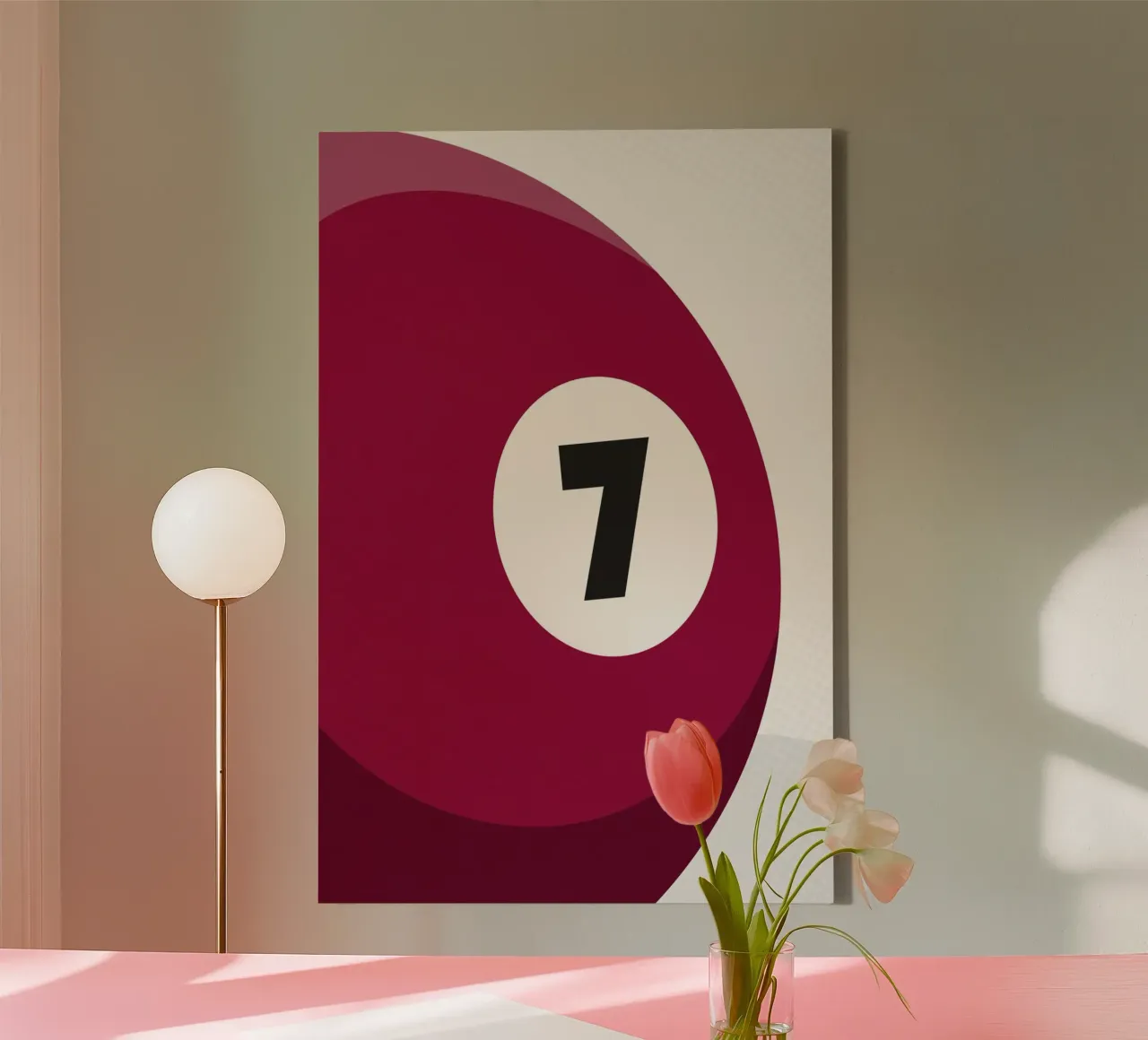 Biljartbal - Donkerrood canvas met Baklijst van athlete.art