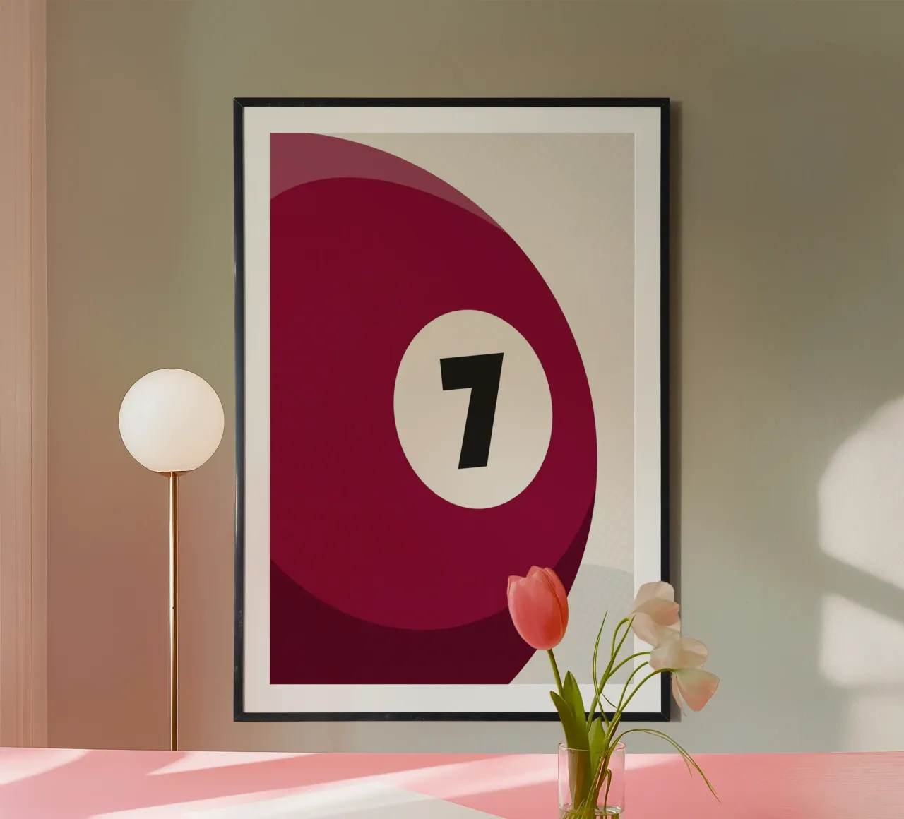 Palla da biliardo - Rosso scuro poster con telaio in alluminio da athlete.art