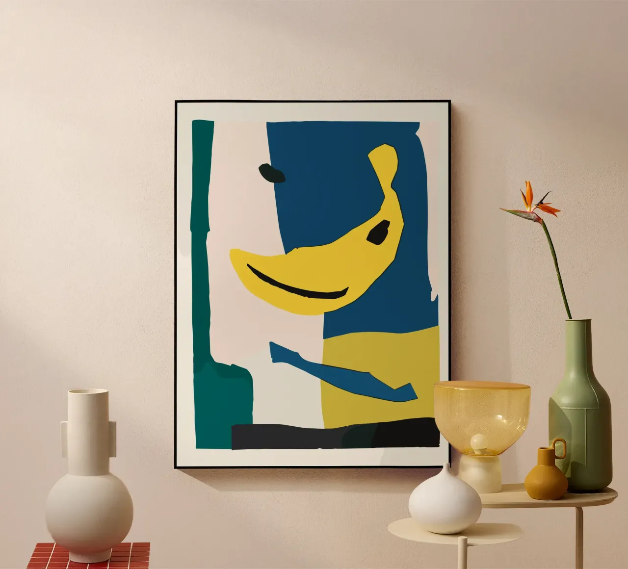Banana Still Life Abstraction plexiglass da vintageshop