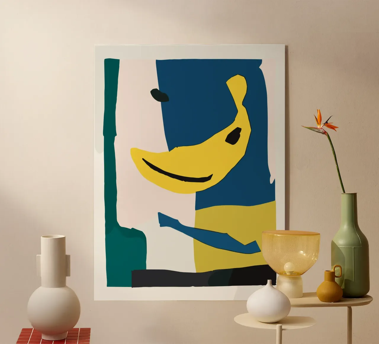 Banana Still Life Abstraction plexiglass da vintageshop