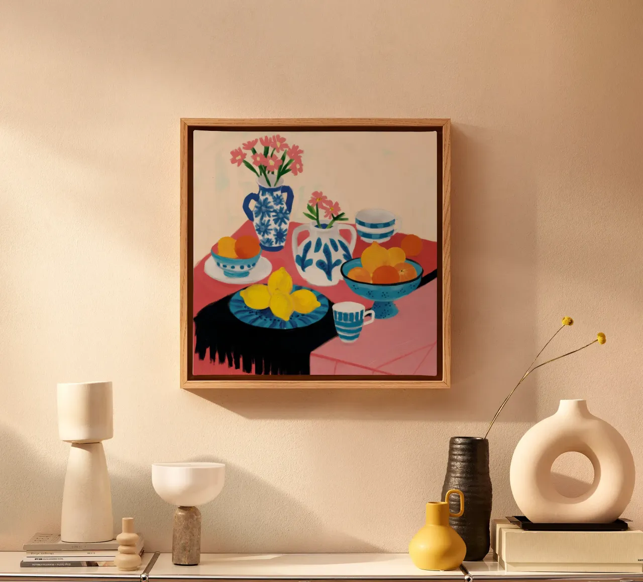 Vibrant Still Life canvas with Floater frame by Haven Mirage