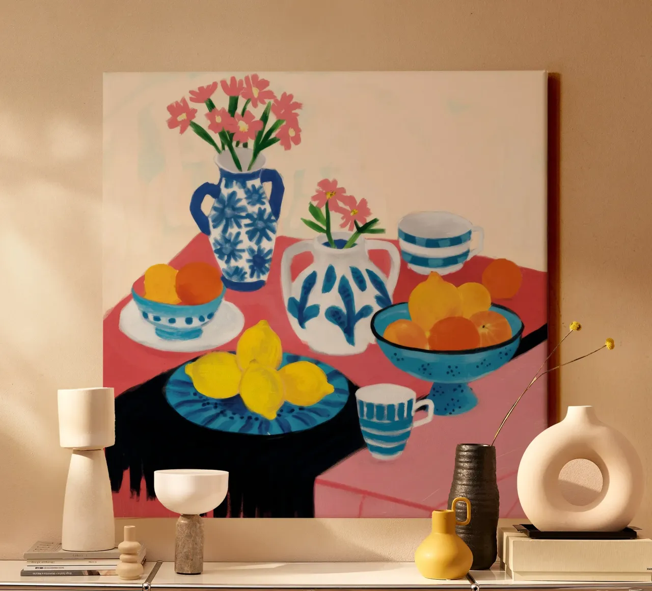 Vibrant Still Life canvas with Floater frame by Haven Mirage