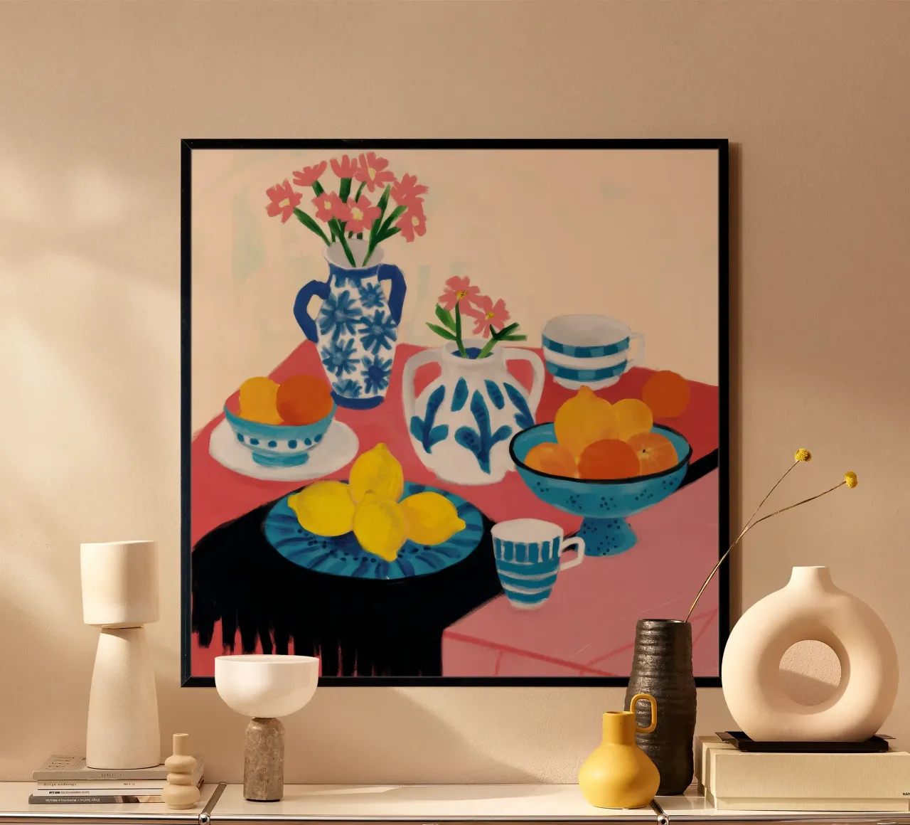 Una vibrante natura morta poster con telaio in legno da Haven Mirage