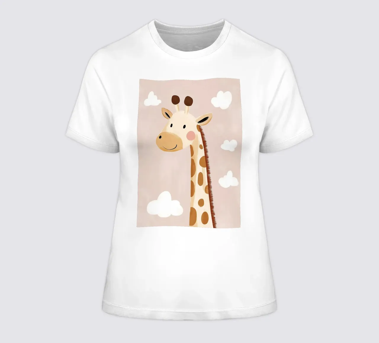 Cute Giraffe Poster, Nursery Print, Playroom Safari Prints women's fitted t-shirt by Little Lola