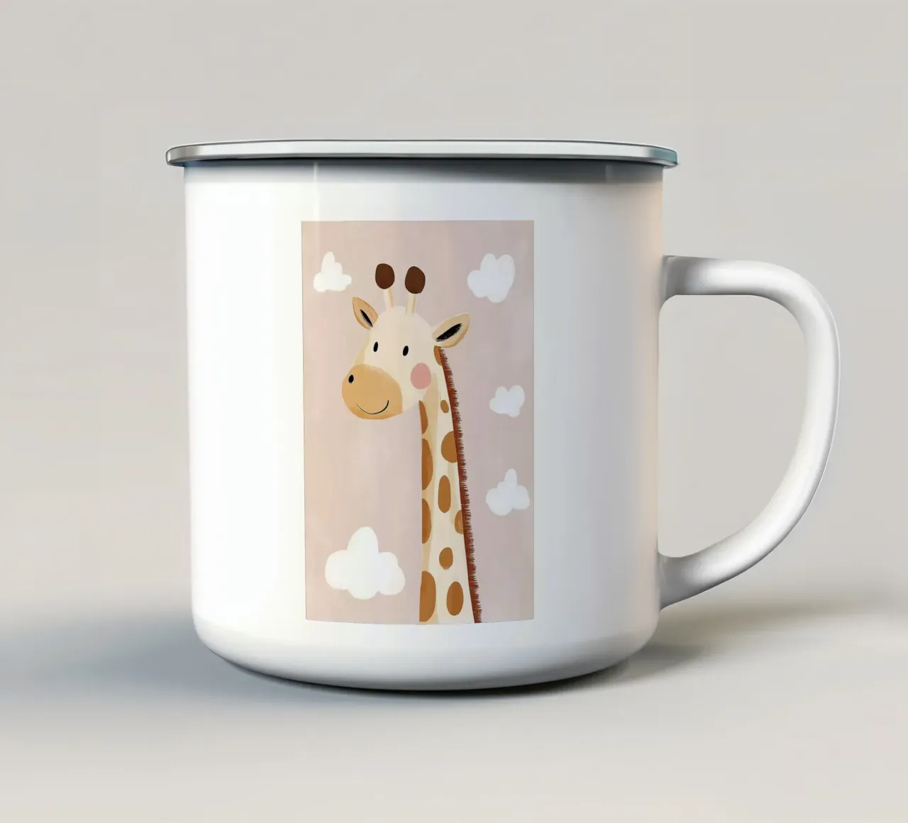 Poster con una graziosa giraffa, stampa per l'asilo nido, stampe safari per la stanza dei giochi tazza in smalto da Little Lola